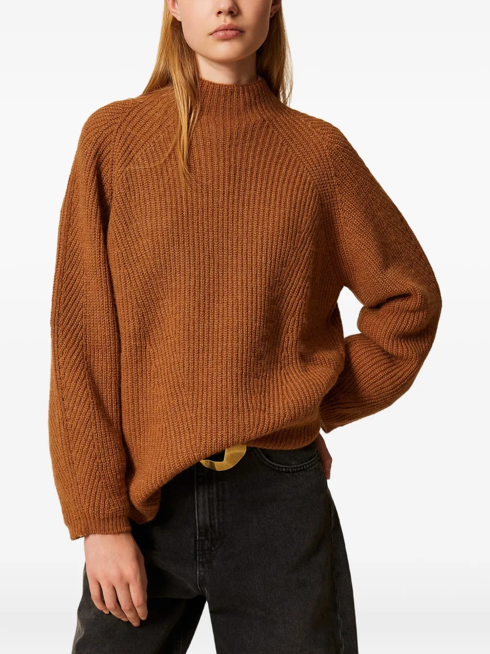 Twinset Turtle Neck Sweater In Brown