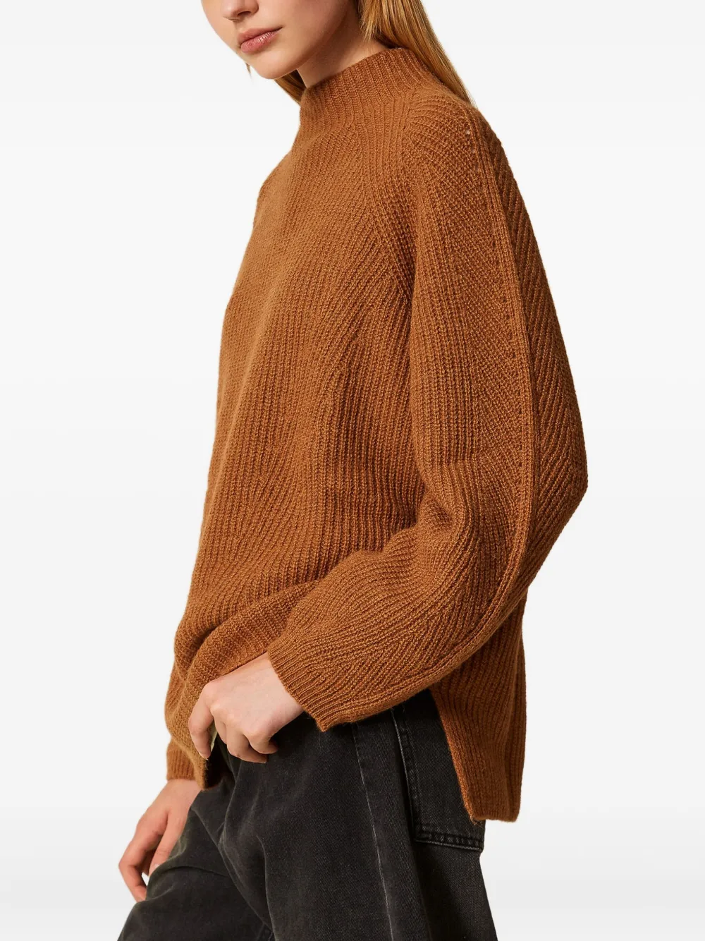 Twinset Turtle Neck Sweater In Brown