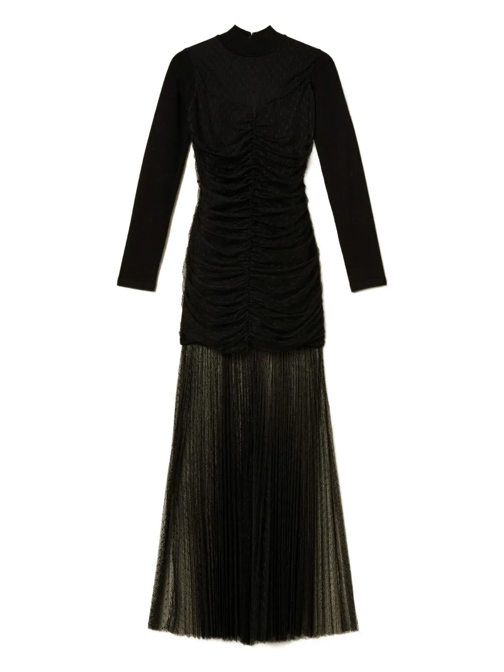 TWINSET pleated-tulle knitted dress - ブラック TWINSET pleated-tulle knitted dress - ブラック