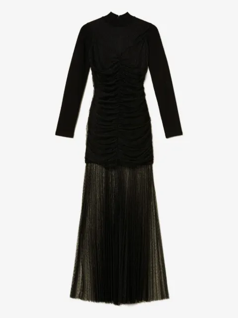 TWINSET pleated-tulle knitted midi dress