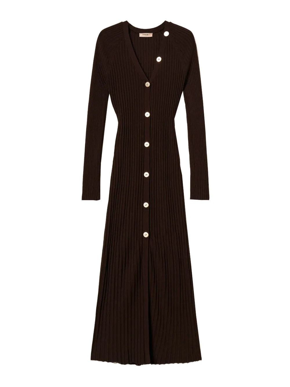 TWINSET rib-knit button cardigan dress | Brown | Image 1