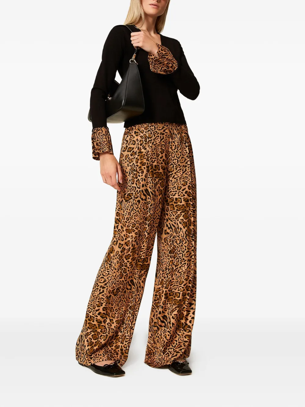 TWINSET Plooibroek met luipaardprint Bruin