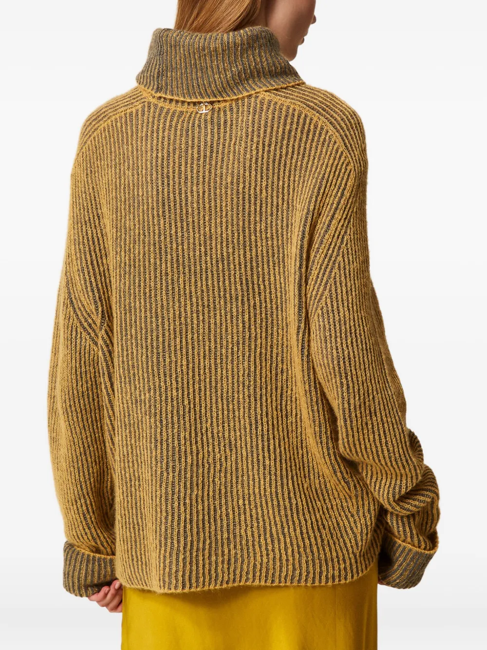 Twinset Ribbed Turtleneck Sweater In Brown
