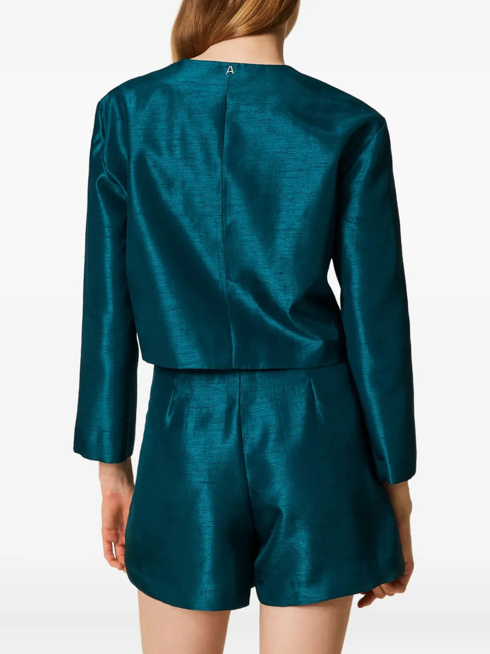  Twinset Crop-hem Longsleeve Jacket - Blue 