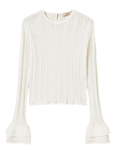 TWINSET ruffled open-knit top