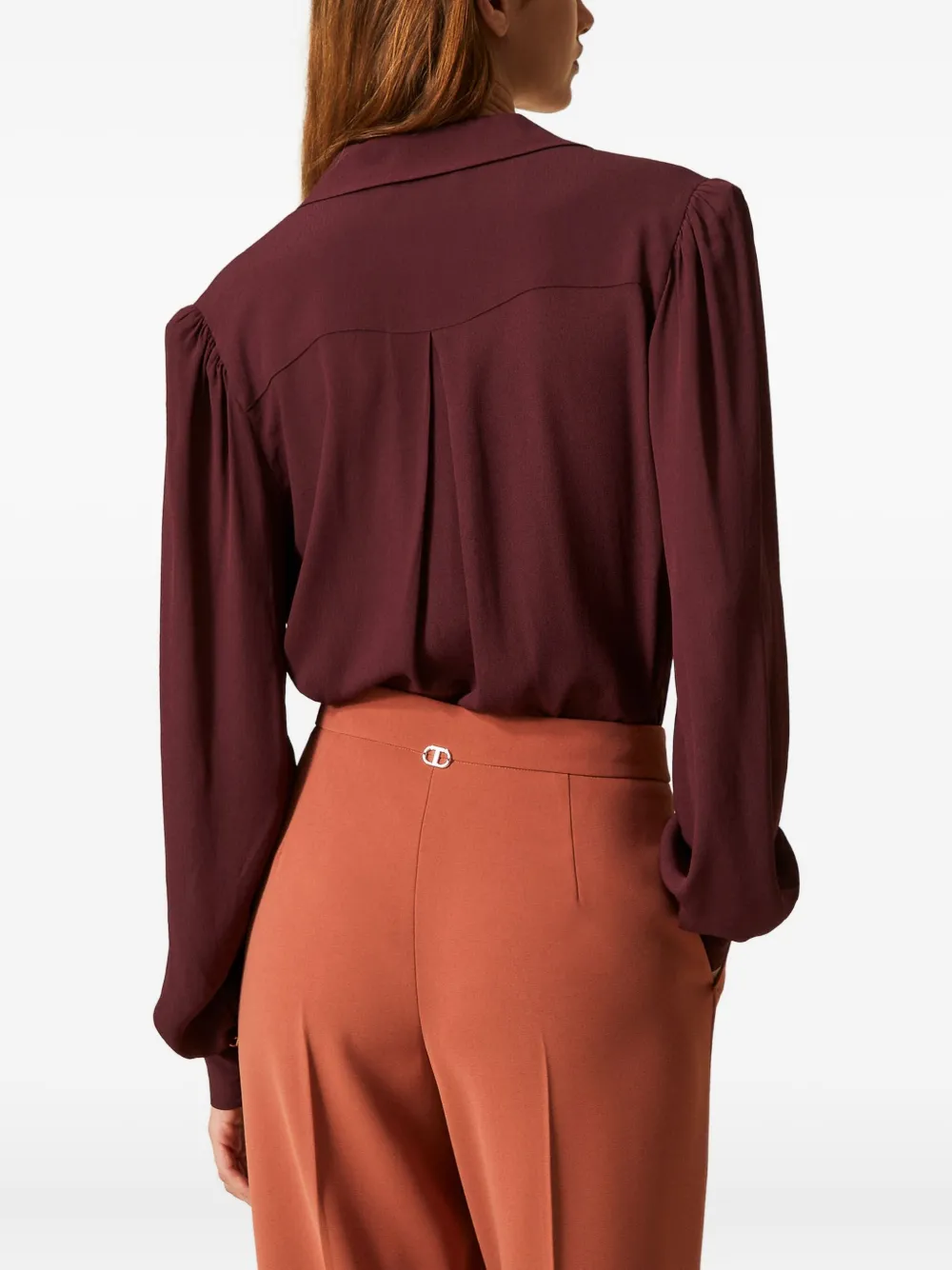 Twinset Chain-embellished Gathered Blouse In Multi