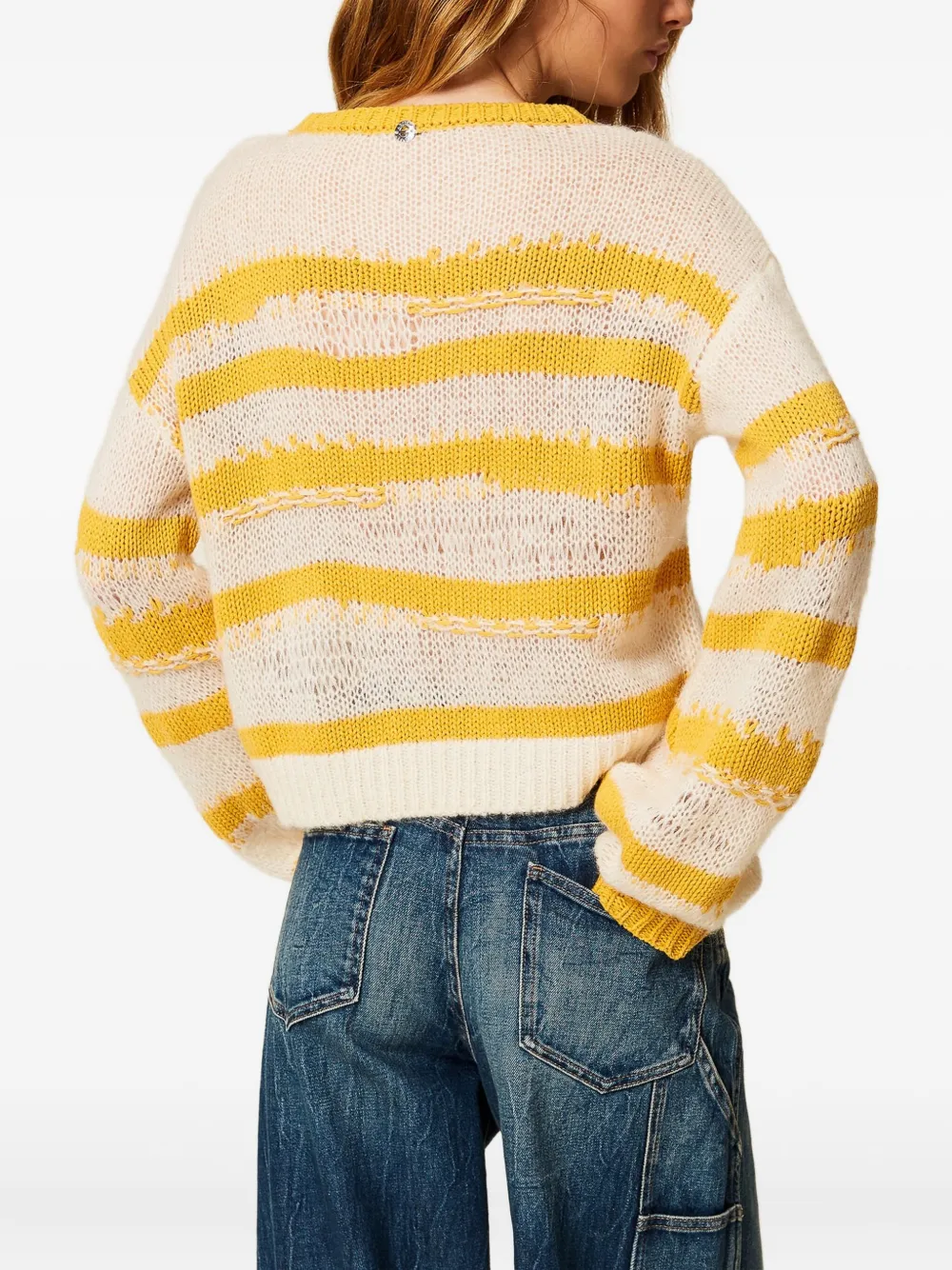 TWINSET Gestreepte trui met ballonmouwen Wit