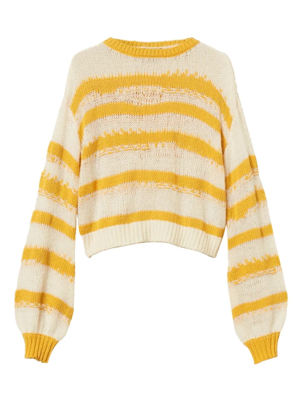 Twinset Striped Balloon-sleeve Sweater In White
