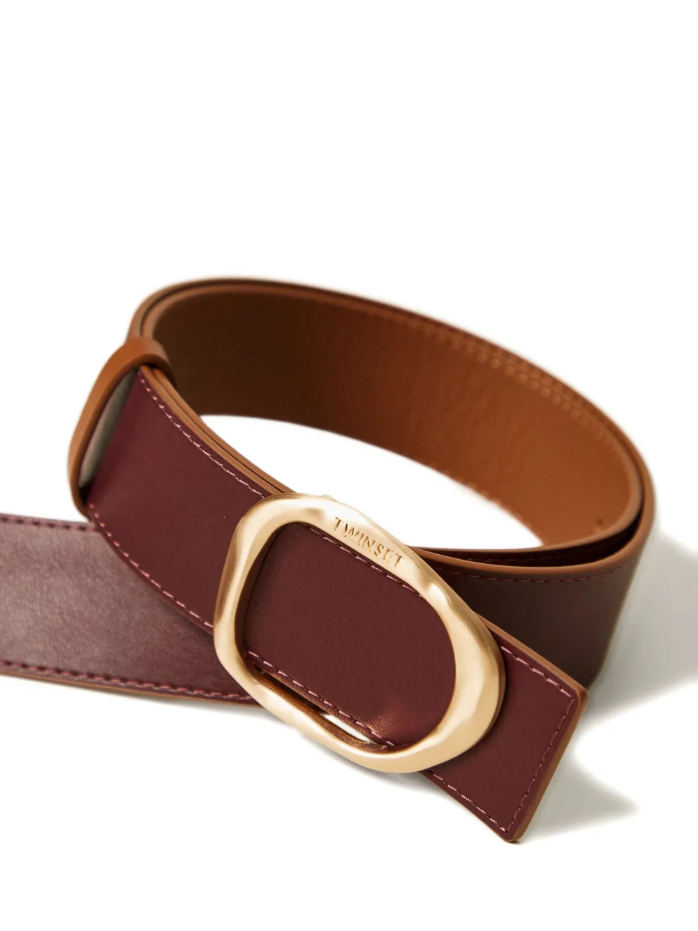 TWINSET Leren riem Bruin