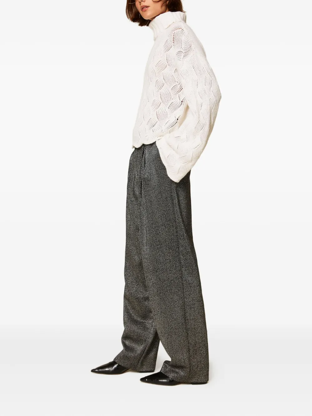TWINSET herringbone-pattern palazzo pants - Grijs