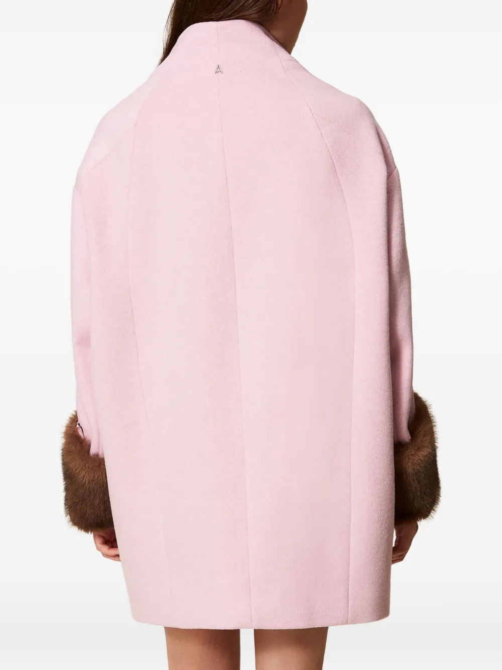 TWINSET Jas met enkele rij knopen en manchetten met imitatiebont Roze