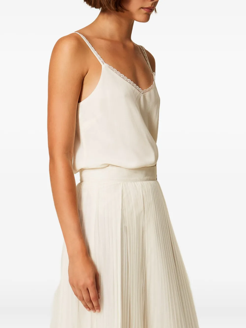 TWINSET Top met afwerking van kant Beige