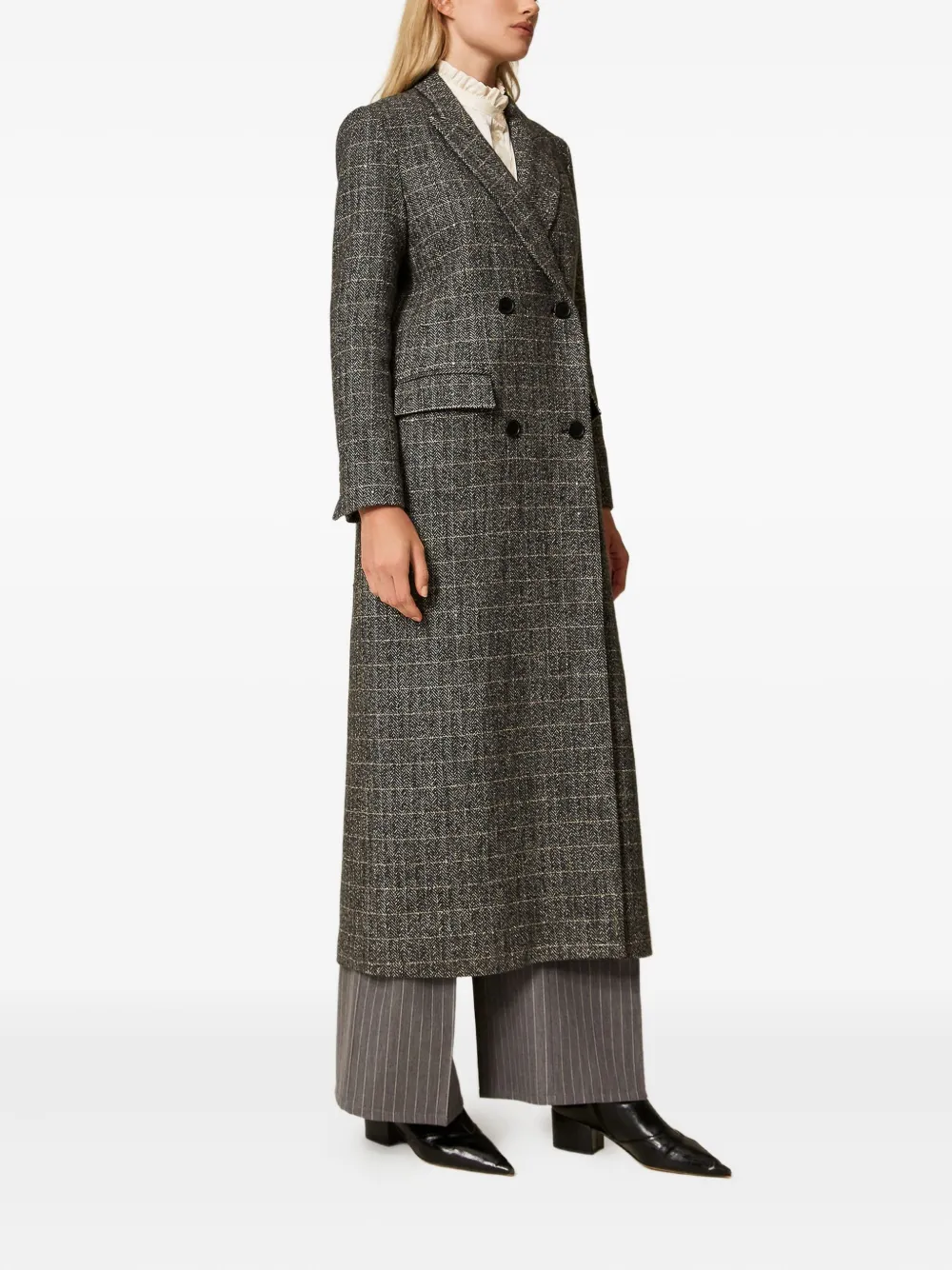 TWINSET Geruite jas Zwart