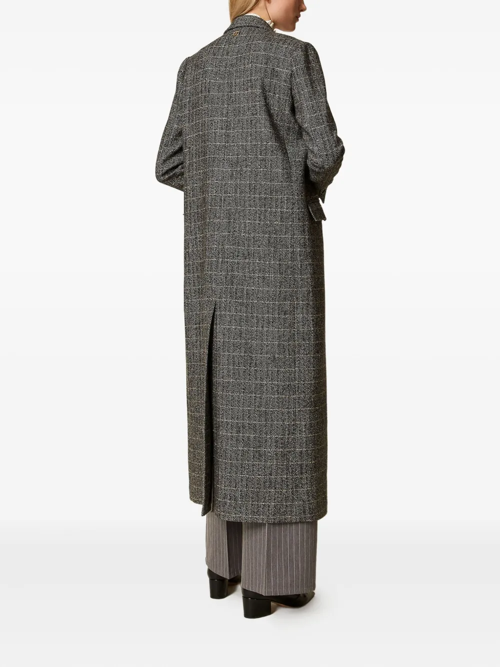 TWINSET Geruite jas Zwart