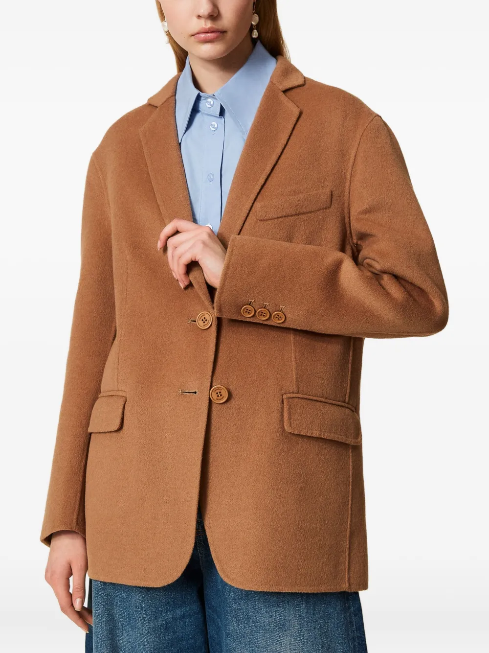 Twinset Single-breasted Wool Coat In Brown