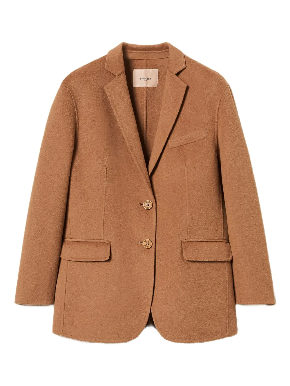 Twinset Single-breasted Wool Coat In Brown