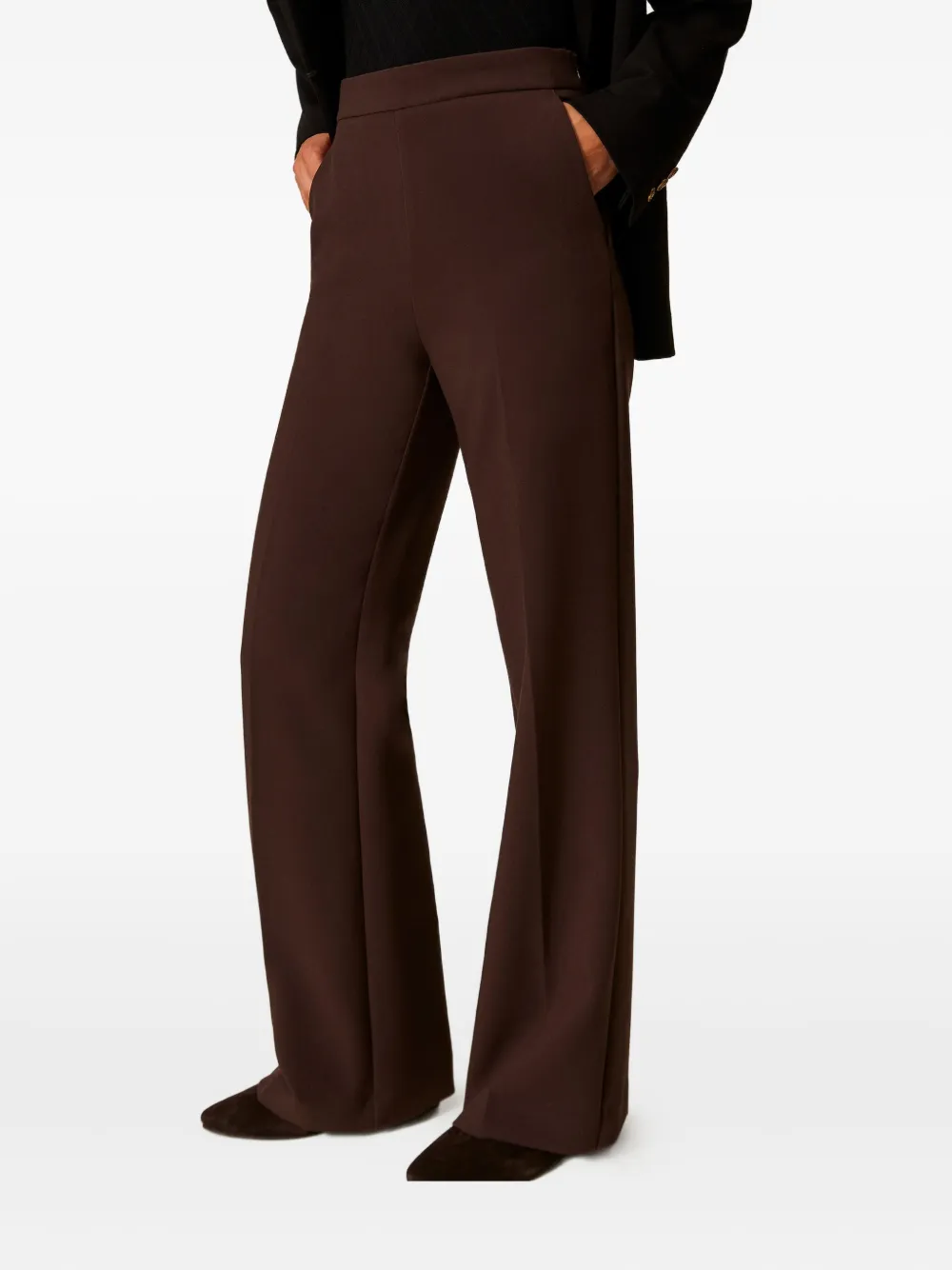 Twinset High-waisted Flared Trousers In Brown