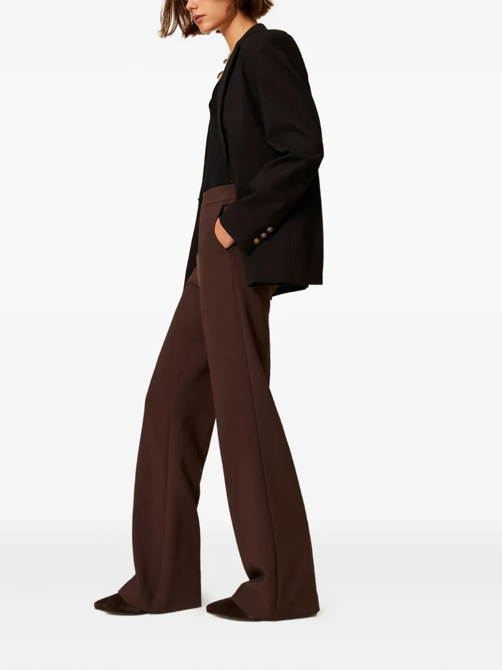 TWINSET high-waisted flared trousers - Bruin