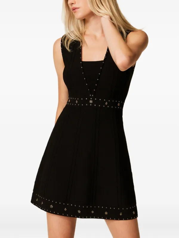 TWINSET Mini rhinestone-embellished Dress | Black | FARFETCH TWINSET Mini rhinestone-embellished Dress | Black | FARFETCH