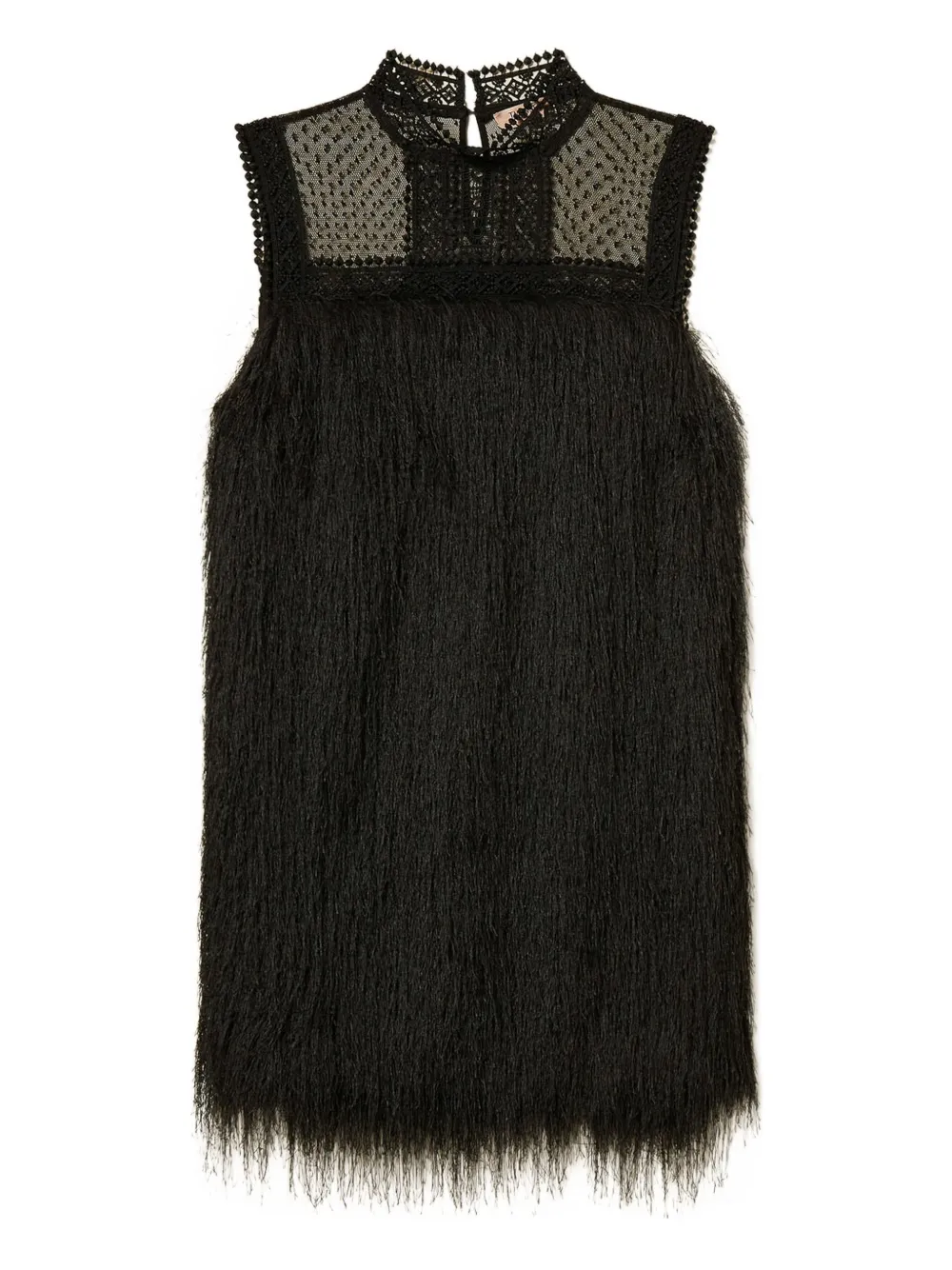TWINSET fringed lace-incet mini dress - ブラック TWINSET fringed lace-incet mini dress - ブラック