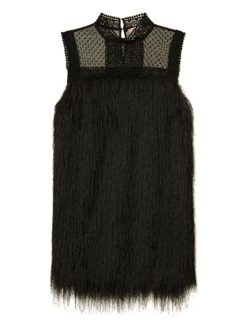 TWINSET vestido corto con encaje y flecos