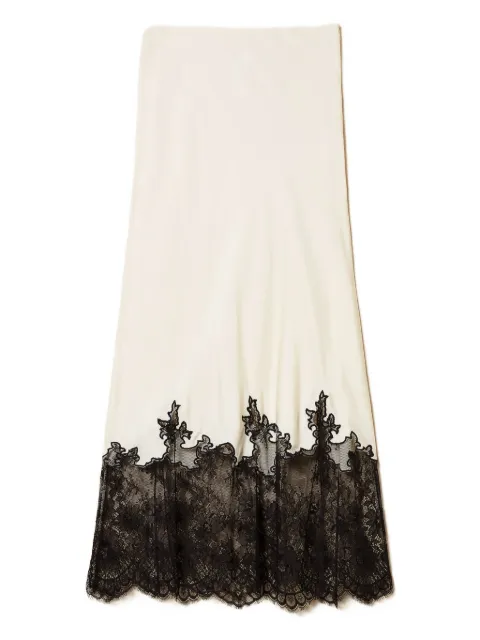 TWINSET lace-trimmed midi skirt