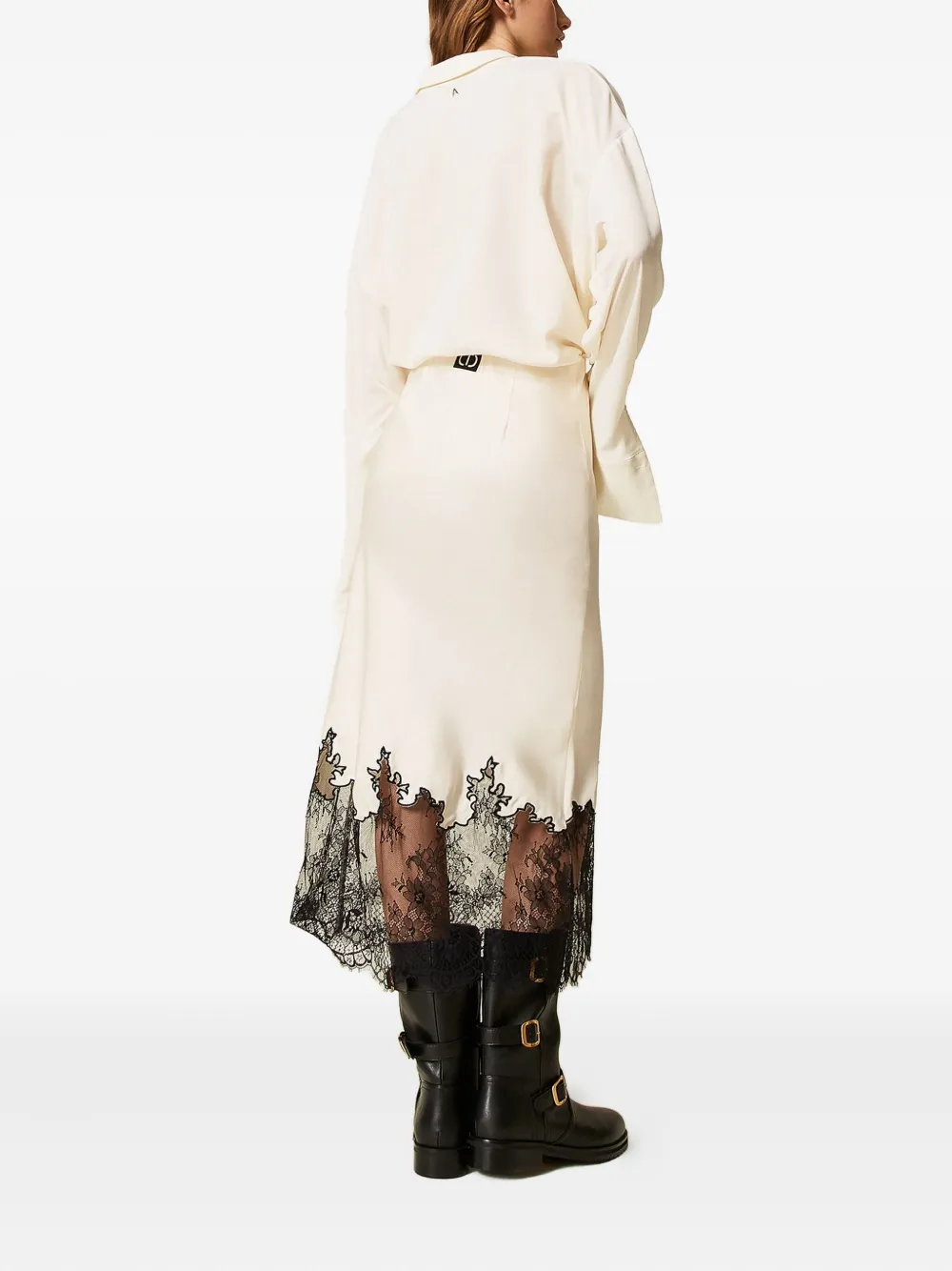 TWINSET Midi-rok met afwerking van kant Wit