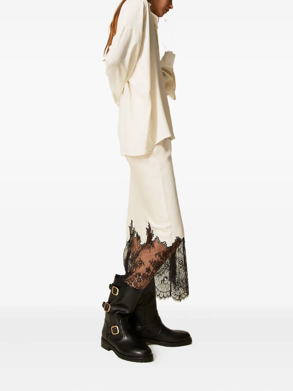 TWINSET Midi-rok met afwerking van kant - Wit