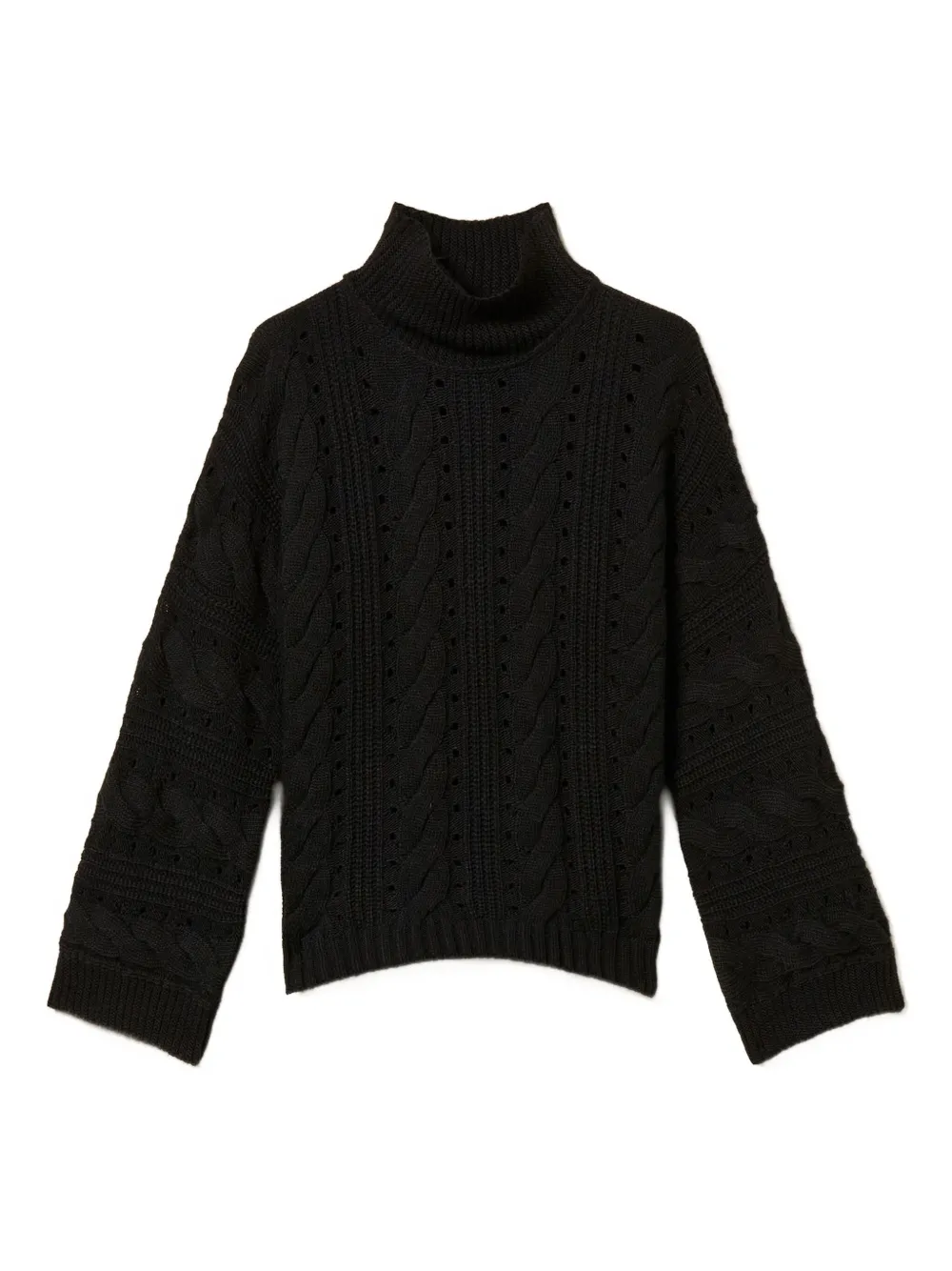 Twinset Cable Knit Sweater In Black