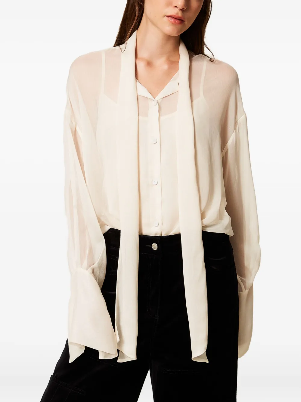 TWINSET Blouse met gestrikte hals - Wit