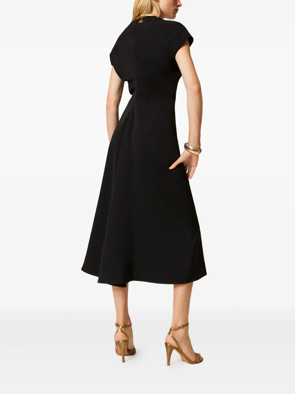 TWINSET Gedrapeerde midi-jurk Zwart