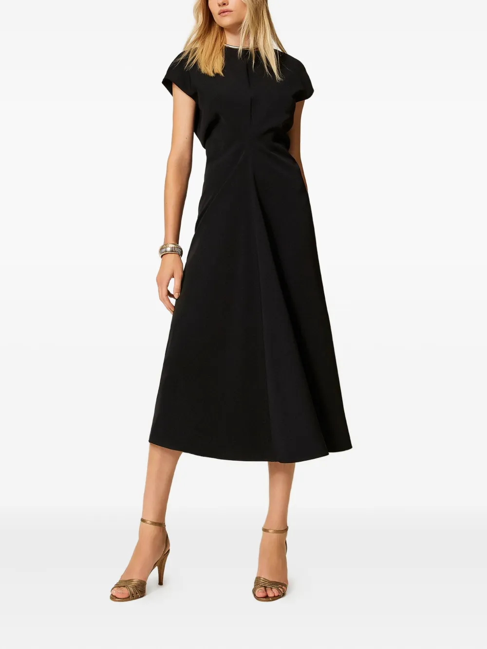 TWINSET draped midi dress - Zwart