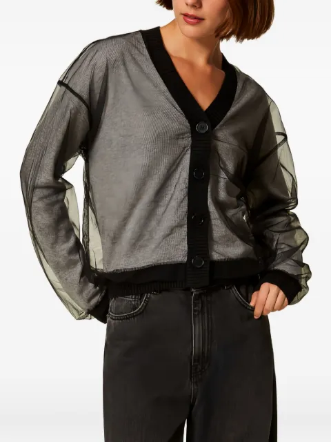 TWINSET tulle-paneled cardigan