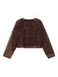 TWINSET sequin-embellished tulle blouse - Brown
