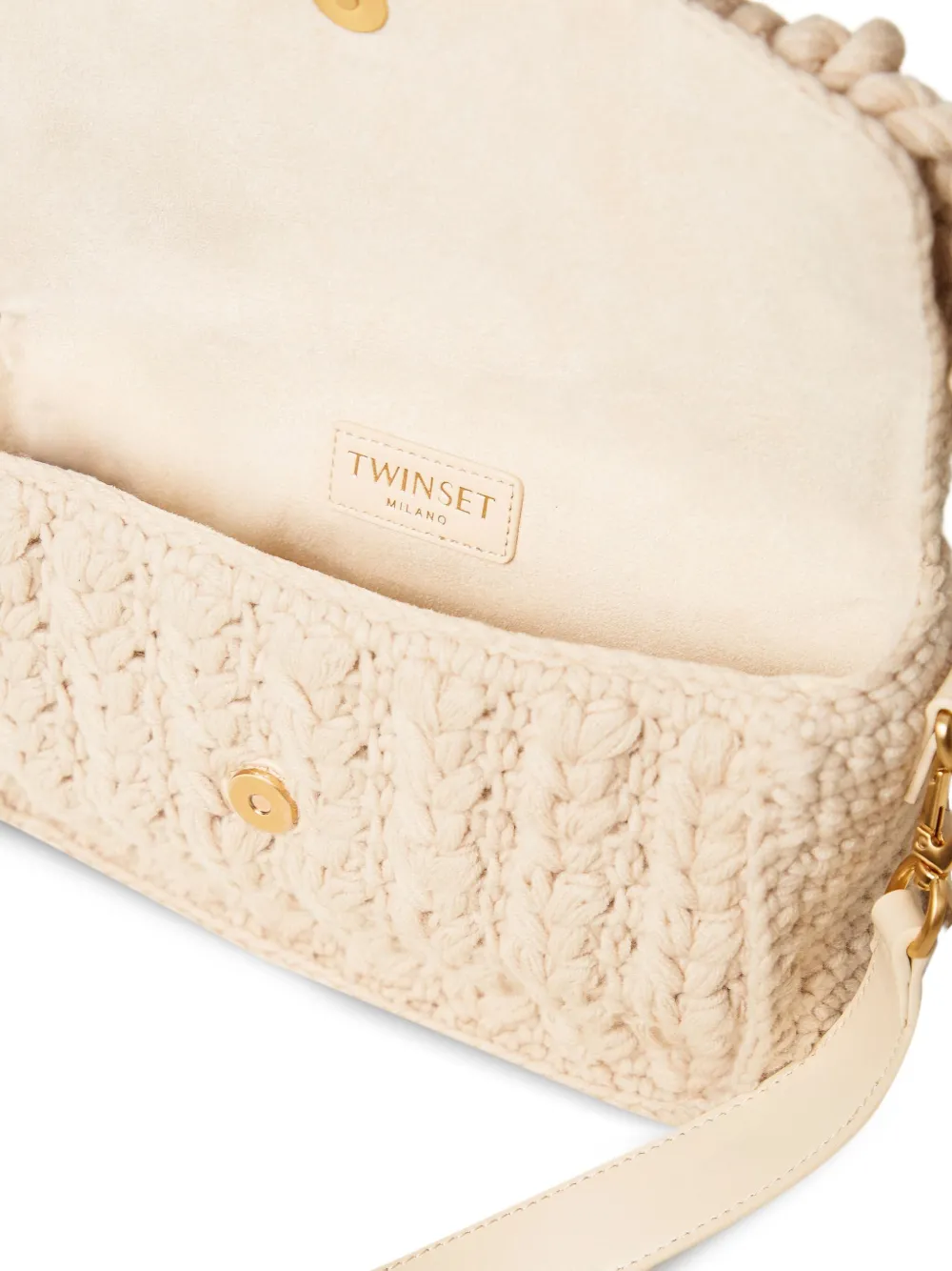 Twinset Braided Logo-plaque Satchel In Neutral