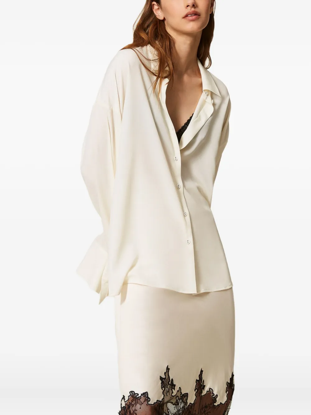 TWINSET Blouse met geknoopte cuff Wit