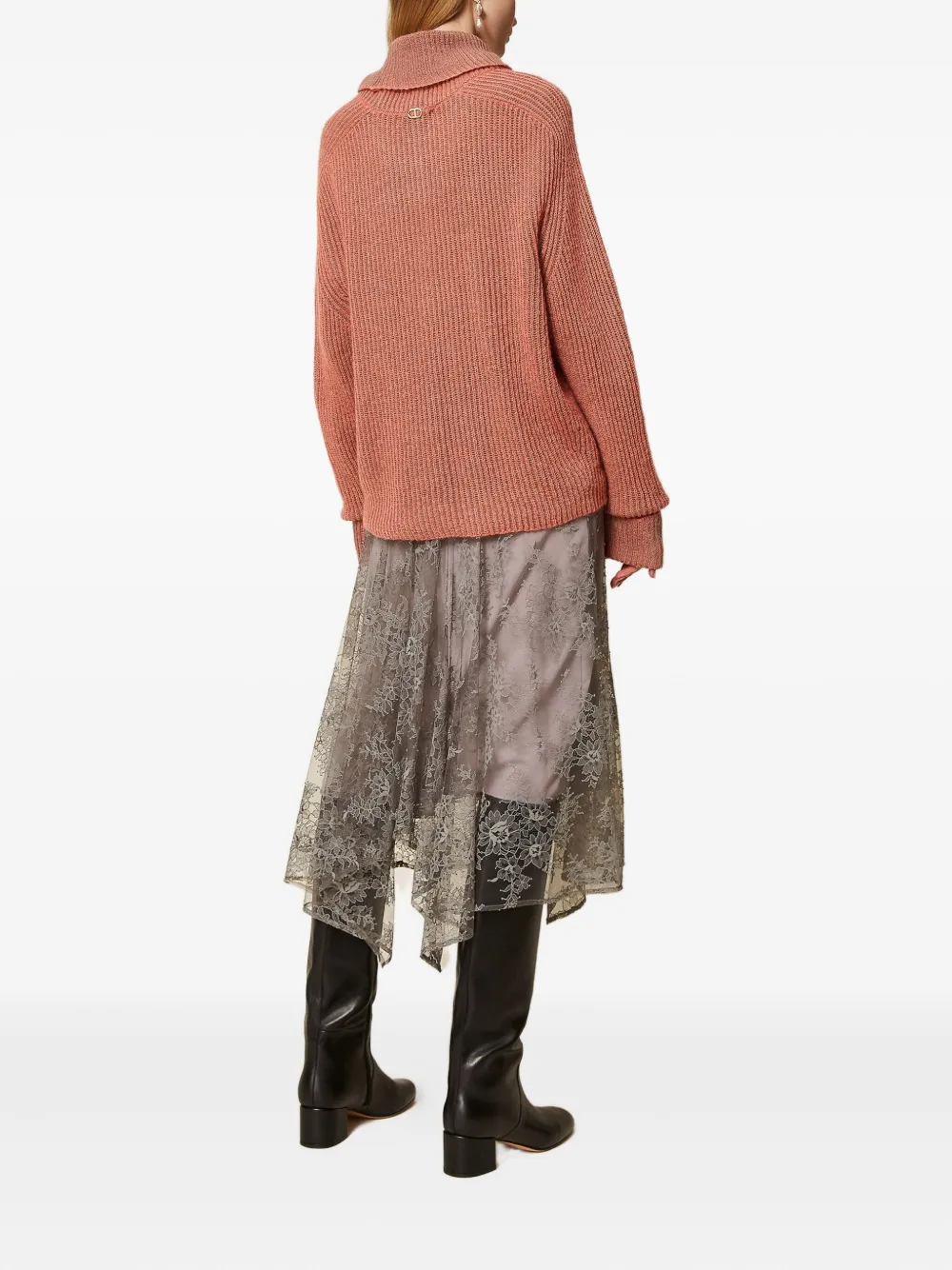 TWINSET Asymmetrische kanten midi-rok Grijs
