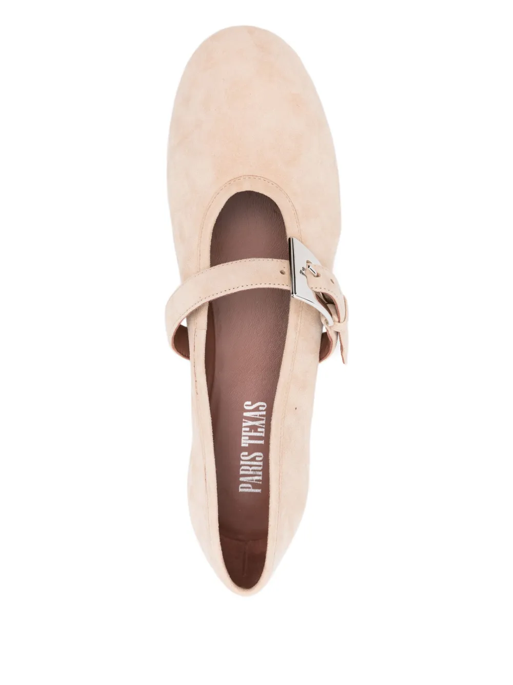 Paris Texas Buckle-strap Suede Flats In Neutral