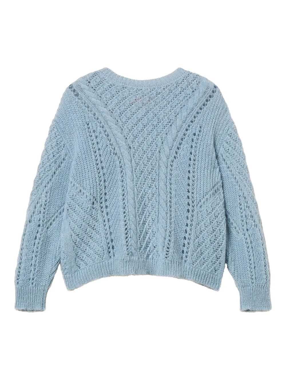 Twinset Cable-knit Open-work Sweater In Blue