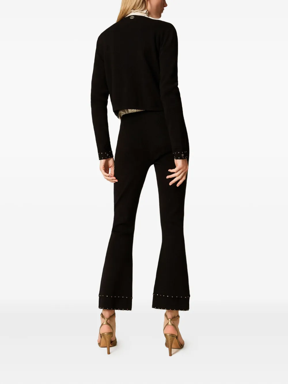 TWINSET Flared broek verfraaid met stras Zwart