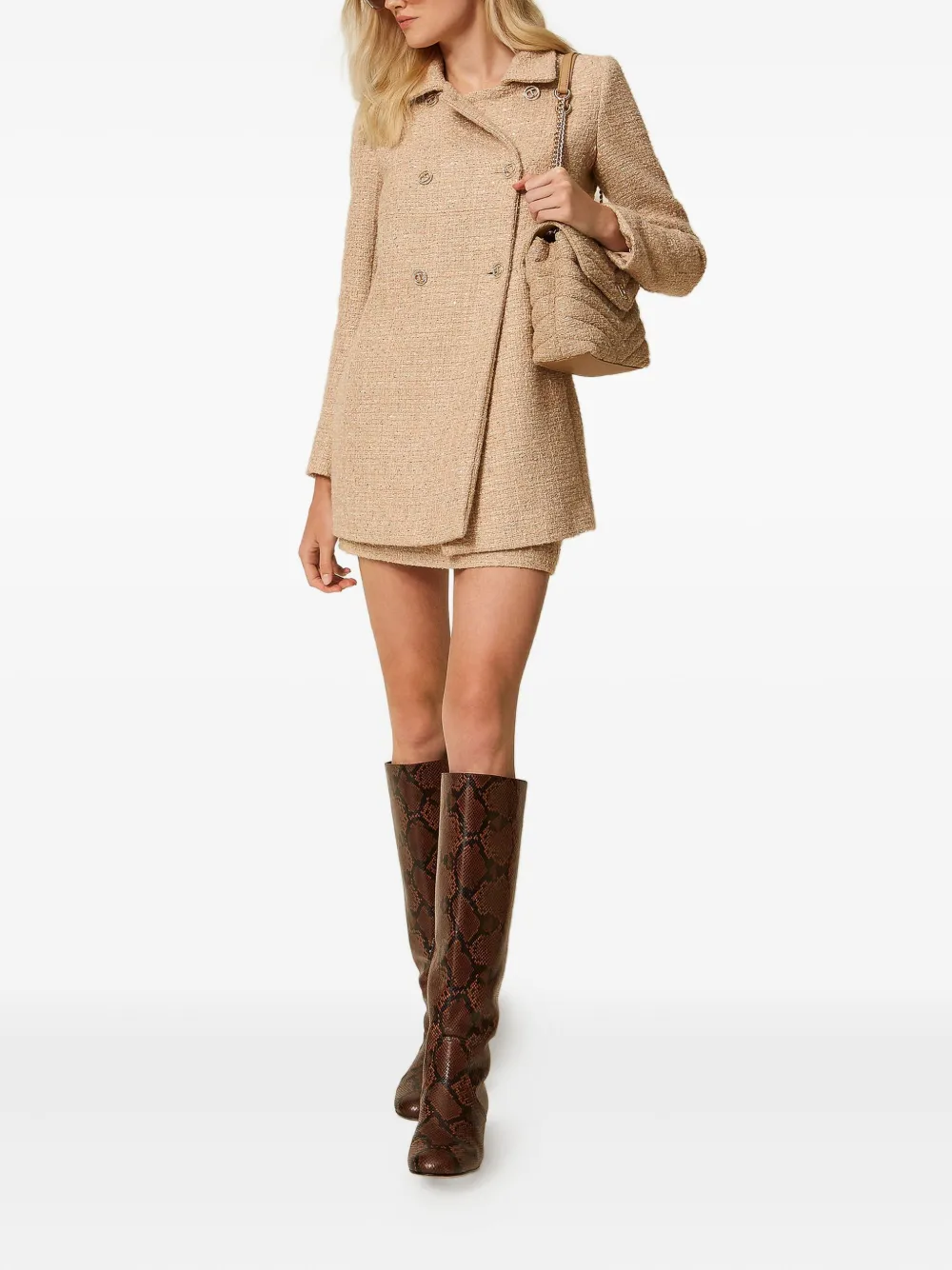 TWINSET Bouclé jas met pailletten Beige