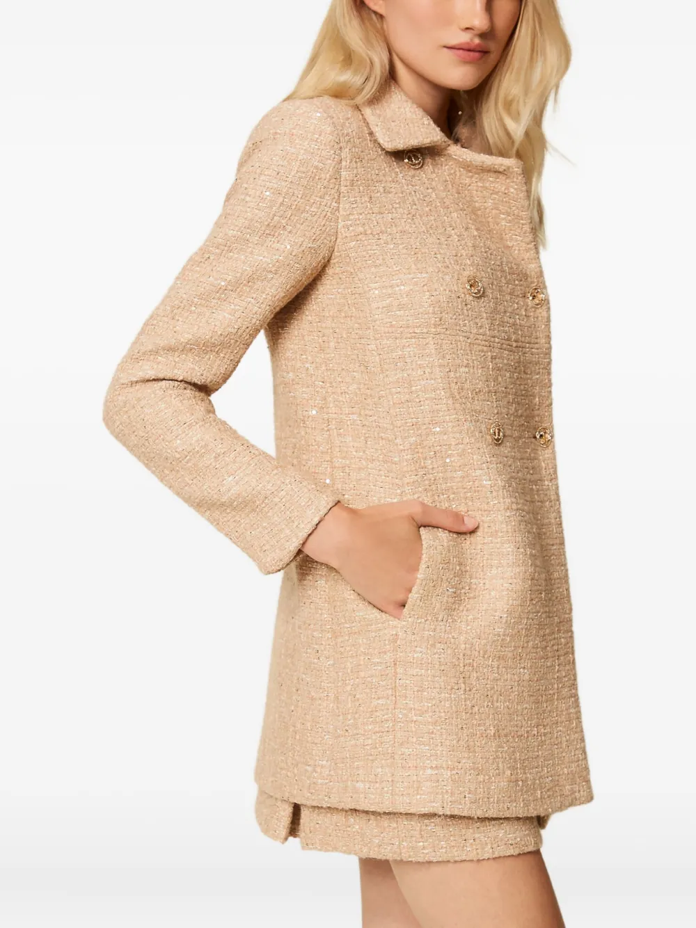 TWINSET Bouclé jas met pailletten Beige