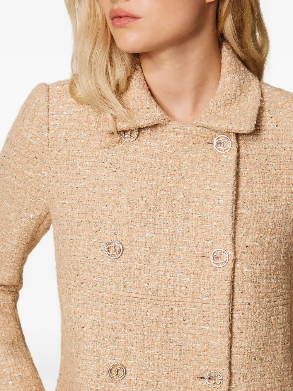 TWINSET Bouclé jas met pailletten Beige