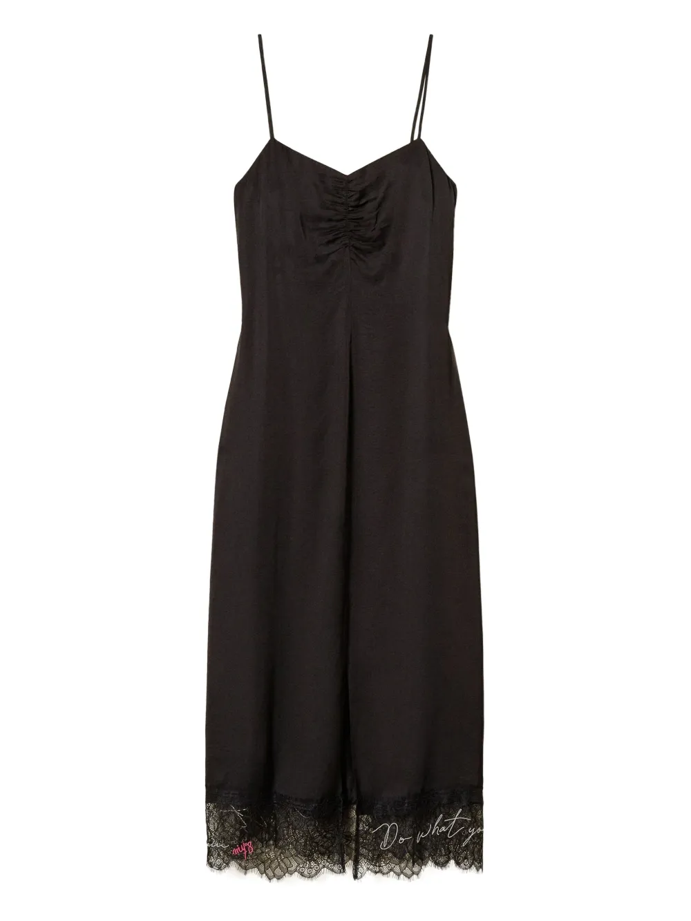TWINSET lace-trimmed slip midi dress | Black | Image 1