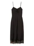 TWINSET lace-trimmed slip midi dress - Black