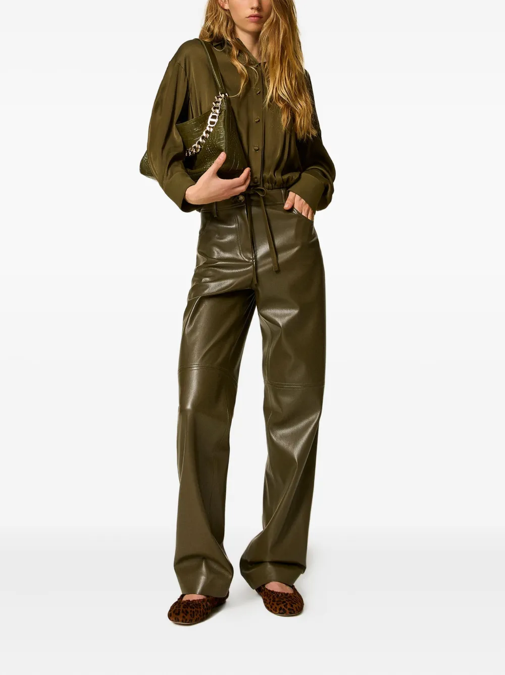 TWINSET Broek met vlakken en ritssluiting - Groen