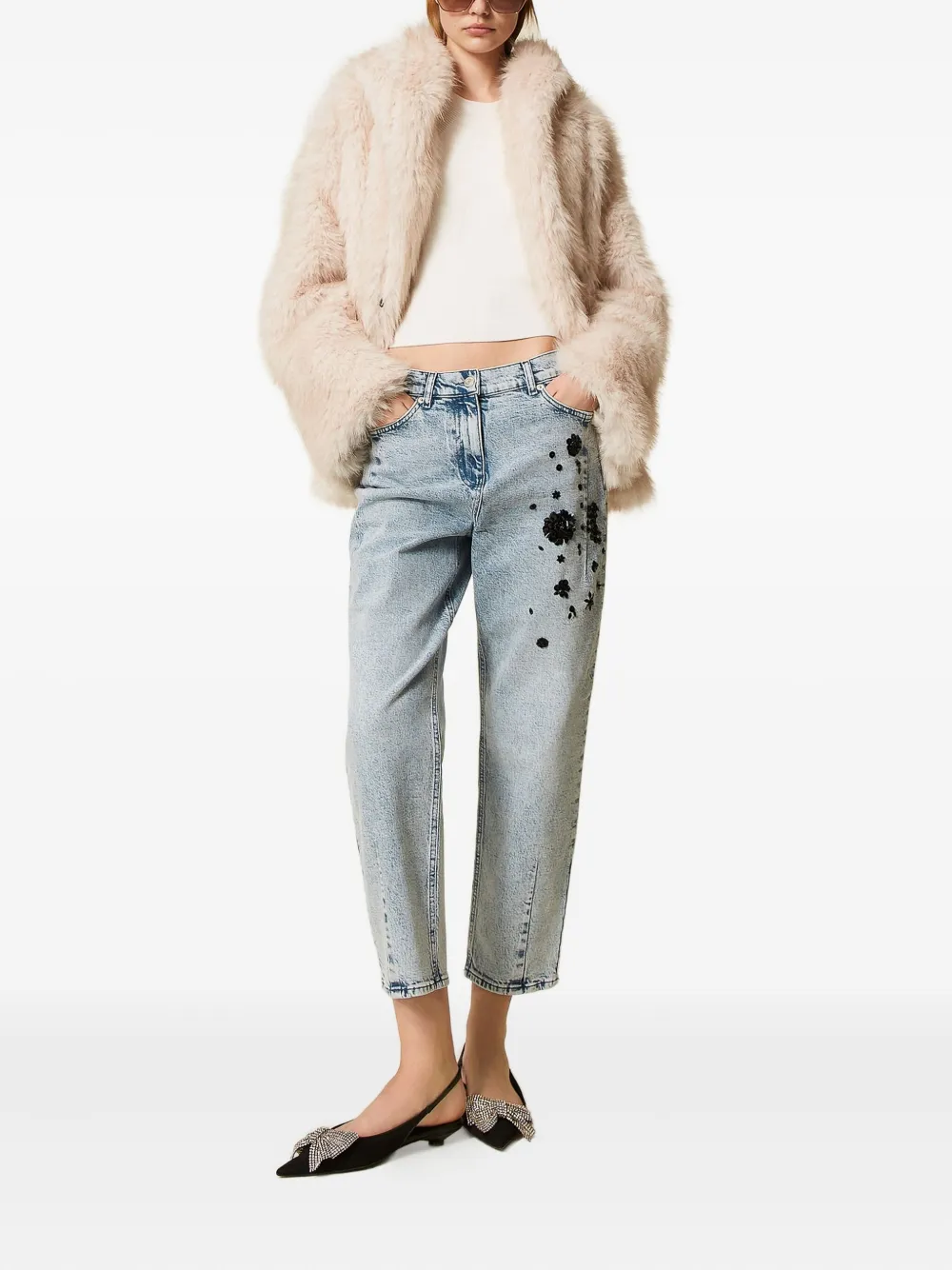 TWINSET Denim jeans met pailletten Blauw
