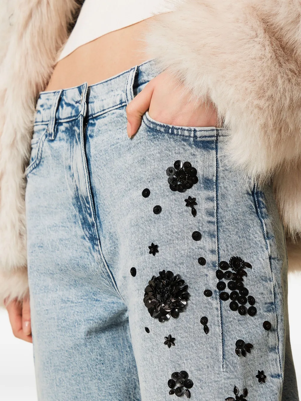 TWINSET Denim jeans met pailletten Blauw