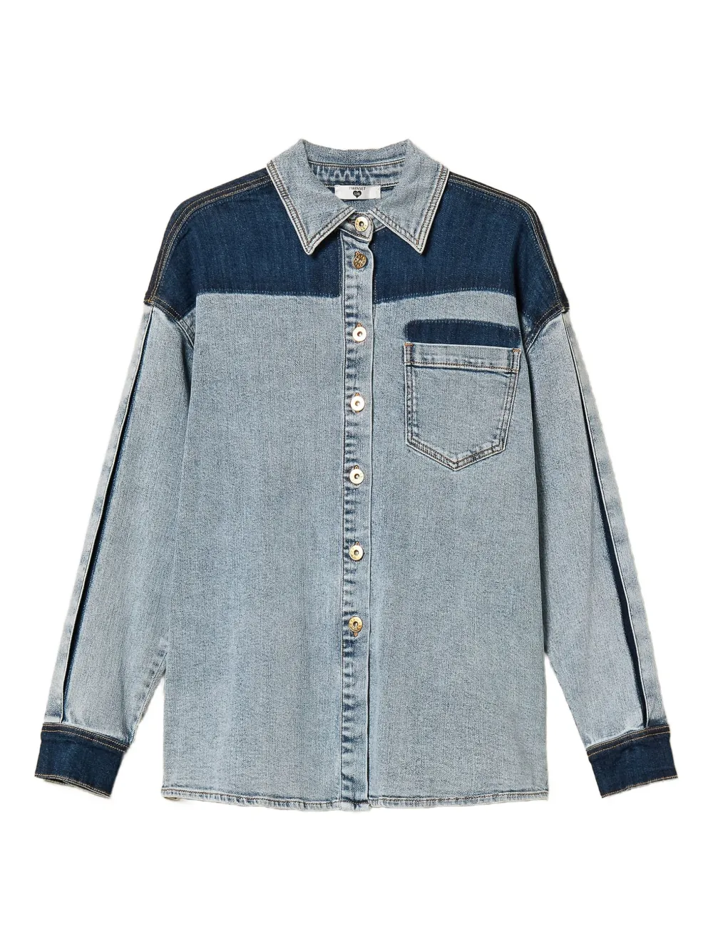 TWINSET two-tone denim shirt – Blue
