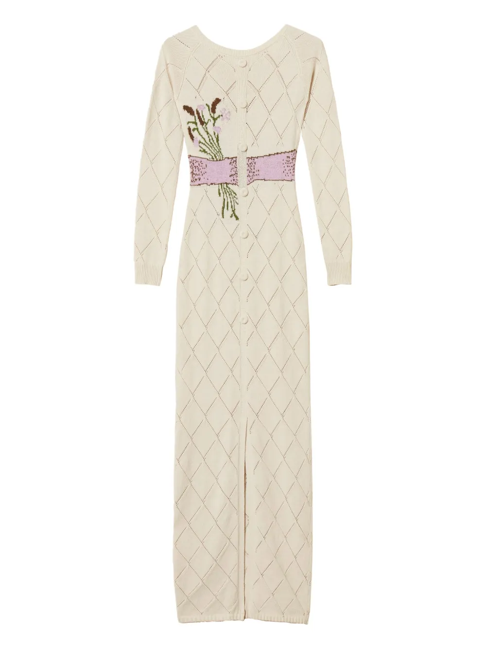 TWINSET Maxi-jurk met diamantpatroon en strik Wit